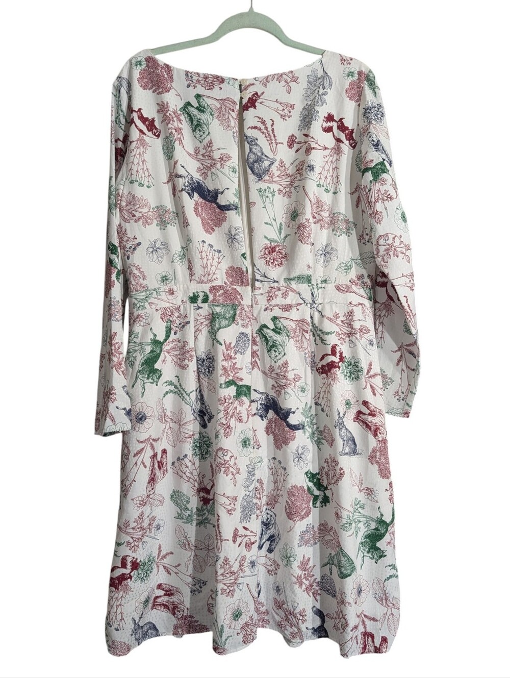 ModCloth Woodland Animal Botanical Fit & Flare Midi Dress XL Long Sleeve Lined - Picture 7 of 11
